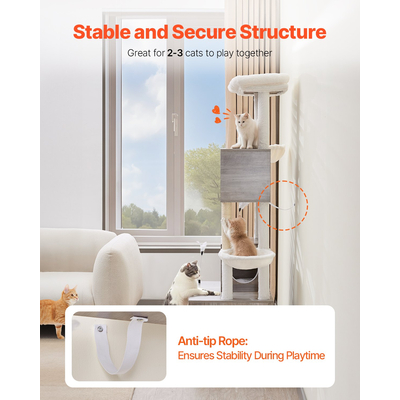 VEVOR Large Cat Tree Box Box Περίβλημα 2-σε-1 Cat Tower Εσωτερικό Play House για γάτες