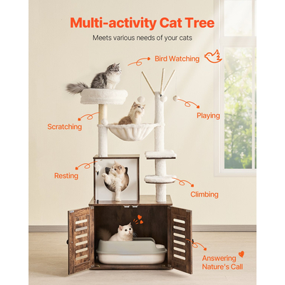 VEVOR Large Cat Tree Box Box Περίβλημα 2-σε-1 Cat Tower Εσωτερικό Play House για γάτες