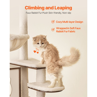 VEVOR Large Cat Tree Box Box Περίβλημα 2-σε-1 Cat Tower Εσωτερικό Play House για γάτες