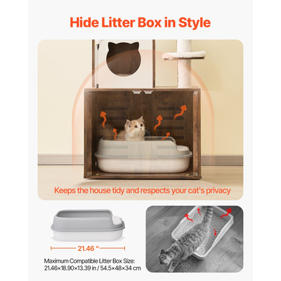 VEVOR Large Cat Tree Box Box Περίβλημα 2-σε-1 Cat Tower Εσωτερικό Play House για γάτες