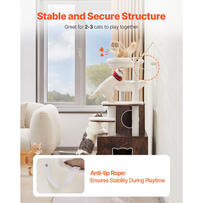 VEVOR Large Cat Tree Box Box Περίβλημα 2-σε-1 Cat Tower Εσωτερικό Play House για γάτες