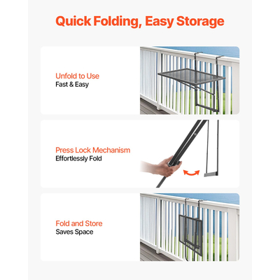 VEVOR Κρεμαστό Τραπέζι Μπαλκόνι 19 x 24 σε Μεταλλικό Τραπέζι Αίθριος Ρυθμιζόμενο