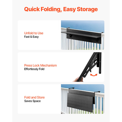 VEVOR Κρεμαστό Τραπέζι Μπαλκόνι 12 x 32 σε Αίθριο Πτυσσόμενο Τραπέζι Μπαρ με Κάγκελα