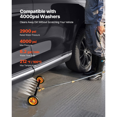 VEVOR 24" Καθαριστικό πλυντηρίου υπό πίεση με 2 τροχούς 2 εκτεταμένες ράβδους