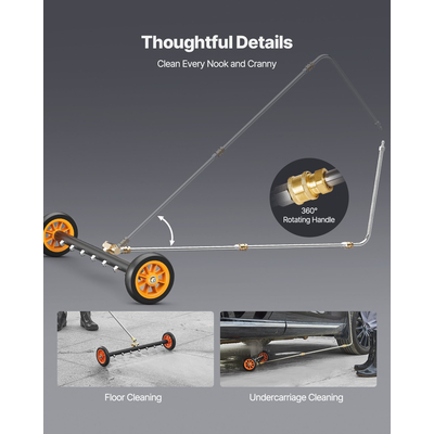 VEVOR 24" Καθαριστικό πλυντηρίου υπό πίεση με 2 τροχούς 2 εκτεταμένες ράβδους