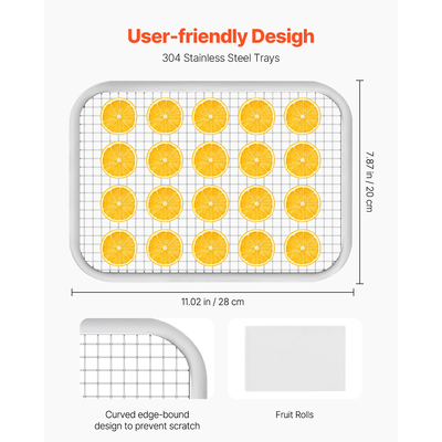 Μηχάνημα αφυδάτωσης τροφίμων VEVOR 8 δίσκοι από ανοξείδωτο ατσάλι 400W jerky Fruit Drying