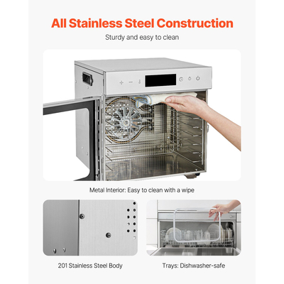 Μηχάνημα αφυδάτωσης τροφίμων VEVOR 8 δίσκοι από ανοξείδωτο ατσάλι 400W jerky Fruit Drying