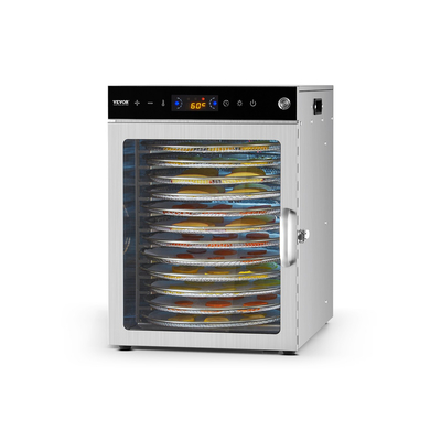 VEVOR 12 Trays Περιστροφικό μηχάνημα αφυδάτωσης τροφίμων από ανοξείδωτο ατσάλι 800W Ξήρανση φρούτων