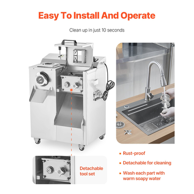 VEVOR Εμπορικός Ηλεκτρικός Μύλος Κρέατος Κόφτης 14 λίβρες/λεπτό Συσκευή λουκάνικων