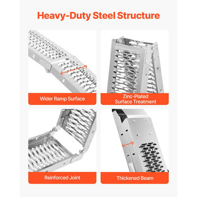 VEVOR 1000 lbs χαλύβδινες ράμπες 2 τμχ Ράμπες φόρτωσης βαρέως τύπου με λαβές