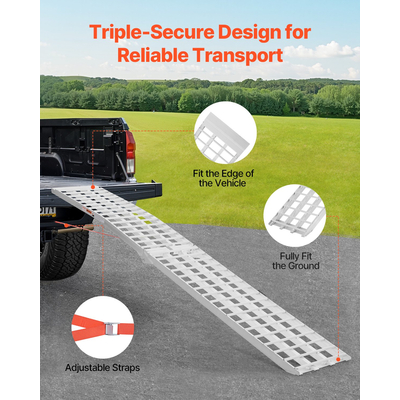 VEVOR 1000 lbs Ράμπες αλουμινίου 1 τμχ Ράμπες φόρτωσης βαρέως τύπου με λαβές