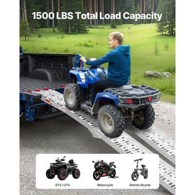 VEVOR 1500 lbs Ράμπες αλουμινίου 2 τμχ Ράμπες φόρτωσης βαρέως τύπου με λαβές