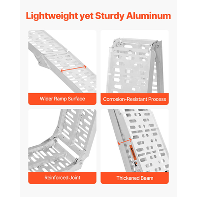 VEVOR 1500 lbs Ράμπες αλουμινίου 2 τμχ Ράμπες φόρτωσης βαρέως τύπου με λαβές