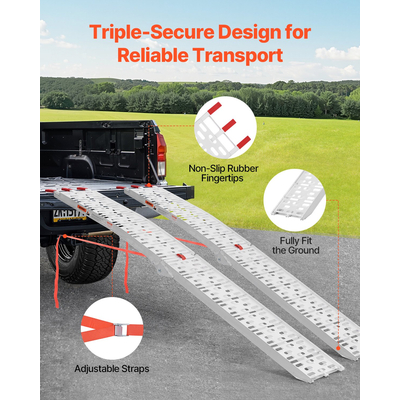 VEVOR 1500 lbs Ράμπες αλουμινίου 2 τμχ Ράμπες φόρτωσης βαρέως τύπου με λαβές