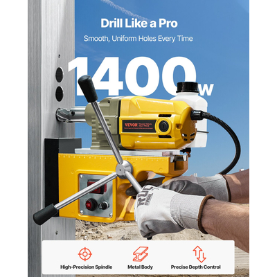 Magnetic Drill 1400W 2810 lbf Magnetic Drill Press 1,6 in Boring Diameter 11 Bit