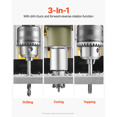 Magnetic Drill 1200W 2810 lbf Magnetic Drill Press 1,6 in Boring Diameter Yellow
