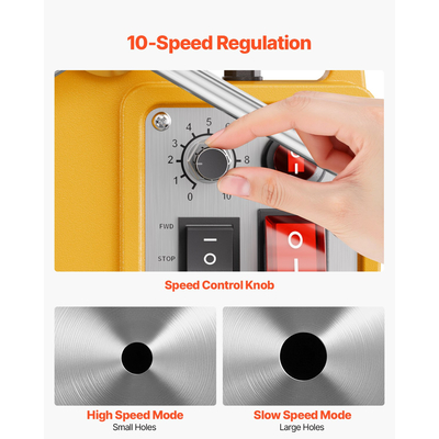 Magnetic Drill 1400W 2878 lbf Magnetic Drill Press 2 in Boring Diameter 6 Bits Yellow