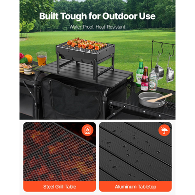 Τραπέζι Κουζίνας Camping VEVOR Φορητά ντουλάπια παρμπρίζ εξωτερικού χώρου μαγειρικής