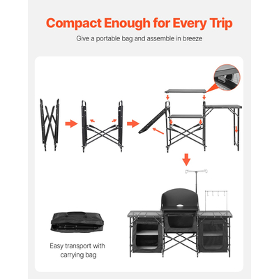 Τραπέζι Κουζίνας Camping VEVOR Φορητά ντουλάπια παρμπρίζ εξωτερικού χώρου μαγειρικής