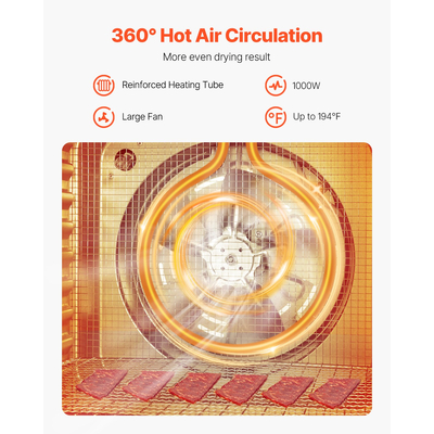 VEVOR 10 Trays Μηχανή αφυδάτωσης τροφίμων από ανοξείδωτο ατσάλι 1000W Jerky Fruit Drying