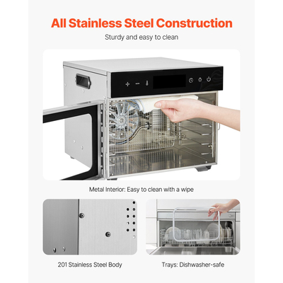 Μηχάνημα αφυδάτωσης τροφίμων VEVOR 6 Δίσκοι από ανοξείδωτο ατσάλι 400W jerky Fruit Drying