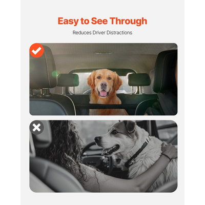 VEVOR Dog Car Barrier 56" Ευρεία μπροστινά καθίσματα Εγκατάσταση Διαχωριστικό αυτοκινήτου για SUV