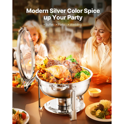 VEVOR 5 Qt 2 Pack Στρογγυλό σετ μπουφέ πιάτων για ταψί πλήρους μεγέθους από ανοξείδωτο χάλυβα