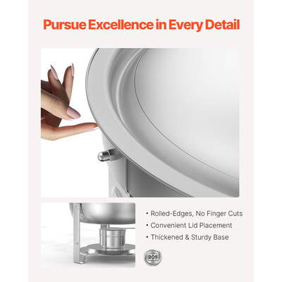 VEVOR 5 Qt 2 Pack Στρογγυλό σετ μπουφέ πιάτων για ταψί πλήρους μεγέθους από ανοξείδωτο χάλυβα