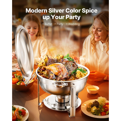 VEVOR 5 Qt 4 Συσκευασία Στρογγυλό σετ μπουφέ πιάτων πλήρους μεγέθους από ανοξείδωτο χάλυβα