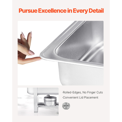 VEVOR 8 Qt 2 Pack Ορθογώνιο σετ μπουφέ πιάτων πλήρους μεγέθους από ανοξείδωτο χάλυβα