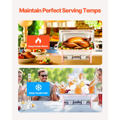 VEVOR 8 Qt 2 Pack Ορθογώνιο σετ μπουφέ πιάτων πλήρους μεγέθους από ανοξείδωτο χάλυβα