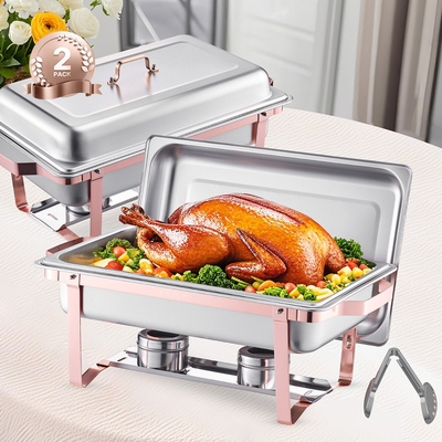 VEVOR 8 Qt 2 Pack Ορθογώνιο σετ μπουφέ πιάτων πλήρους μεγέθους από ανοξείδωτο χάλυβα