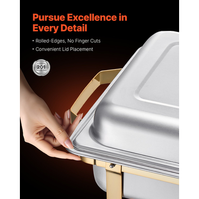 VEVOR 8 Qt 4 Pack Ορθογώνιο σετ μπουφέ πιάτων για ταψί πλήρους μεγέθους και τηγάνια μισού μεγέθους