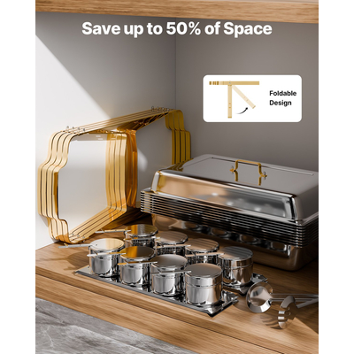 VEVOR 8 Qt 4 Pack Ορθογώνιο σετ μπουφέ πιάτων για ταψί πλήρους μεγέθους και τηγάνια μισού μεγέθους