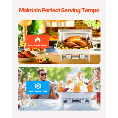 VEVOR 8 Qt 4 Pack Ορθογώνιο σετ μπουφέ πιάτων πλήρους μεγέθους από ανοξείδωτο χάλυβα