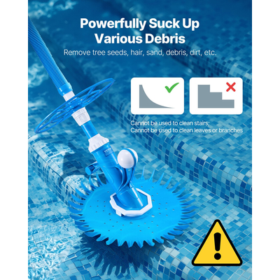 VEVOR Suction Pool Cleaner Ηλεκτρική σκούπα 12 σωλήνες για εσωτερική/επάνω πισίνα