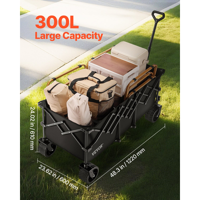 VEVOR Extended Folding Wagon Carts 300L&450LB Heavy Duty Collapsible Garden Carts