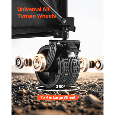 VEVOR Extended Folding Wagon Carts 300L&450LB Heavy Duty Collapsible Garden Carts