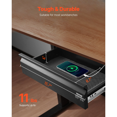 VEVOR 40 cm Ατζέντα Συρτάρι κάτω από το γραφείο Συρτάρι Εξοικονόμηση χώρου οικιακού γραφείου