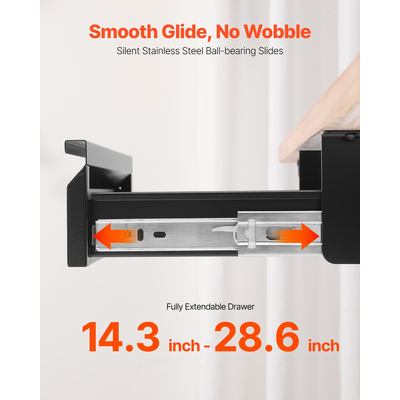 VEVOR 40 cm Ατζέντα Συρτάρι κάτω από το γραφείο Συρτάρι Εξοικονόμηση χώρου οικιακού γραφείου