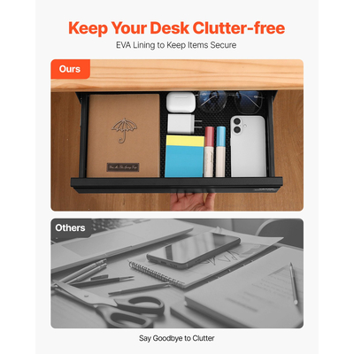 VEVOR 40 cm Ατζέντα Συρτάρι κάτω από το γραφείο Συρτάρι Εξοικονόμηση χώρου οικιακού γραφείου