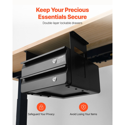 VEVOR 2 συρτάρι 33 cm με δυνατότητα κλειδώματος κάτω από το γραφείο Συρτάρι Organizer Συρτάρι συρόμενου προς τα έξω Αρχική