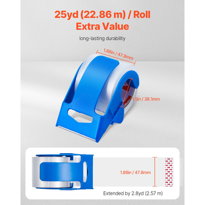 VEVOR Packing Tape 6 Rolls 25 Yards Clear Shipping Tape with Dispenser 2,7 Mil