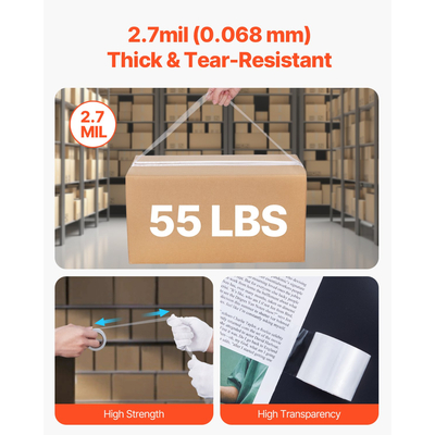 VEVOR Packing Tape 6 Rolls 25 Yards Clear Shipping Tape with Dispenser 2,7 Mil