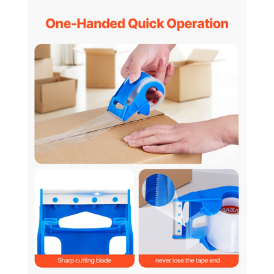 VEVOR Packing Tape 6 Rolls 25 Yards Clear Shipping Tape with Dispenser 2,7 Mil