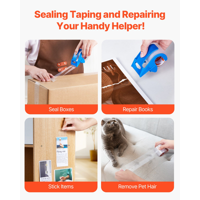 VEVOR Packing Tape 6 Rolls 25 Yards Clear Shipping Tape with Dispenser 2,7 Mil