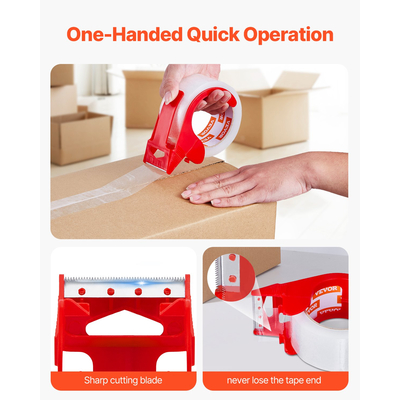 VEVOR Packing Tape 6 Rolls 65 Yards Clear Shipping Tape with Dispenser 2,7 Mil