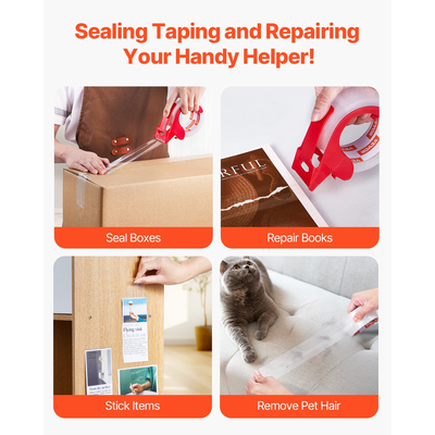 VEVOR Packing Tape 6 Rolls 65 Yards Clear Shipping Tape with Dispenser 2,7 Mil