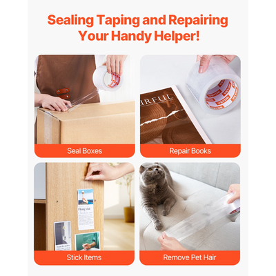 VEVOR Clear Packing Tape 6 Rolls 65 Yards Heavy Duty Clear Packing Tapes 2,7 Mil