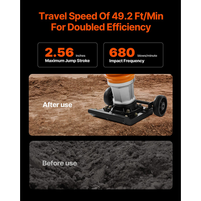 VEVOR 6,5 HP 196 cc Fuel Power Jumping Jack Vibratory Rammer Tamper Compactor